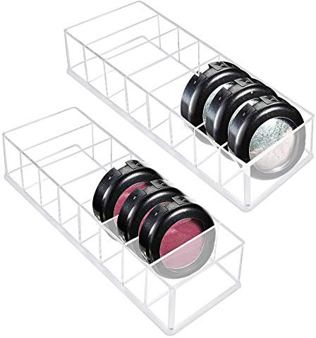 UTRUGAN 2 Stück Organizer Puder Lidschatten Make-up Organizer Transparente Kosmetik Organiser 8 Fächer Schubladen Organizer Kunststoff-Kosmetikhalter für Lidschatten, Puderdosen, Rouge