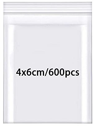 Rshuhx Sacchetti Plastica Richiudibili Addensare 160μm 600 pezzi 4cmx6cm Piccoli Chiusura asacchetti Trasparente Chiusura con Cerniera a Pressione per Gioielli Biscotti Dolci