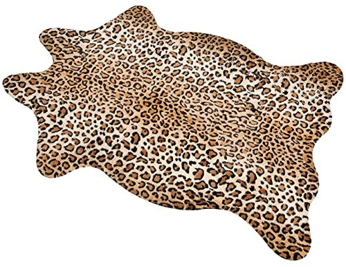 MACEVIA Leoparden-Teppich, Geparden-Druck, Western-Dekor für Wohnzimmer, Schlafzimmer, Kunsttierbereich, rutschfest, 110 cm L x 75 cm B (1,1 m x 0,7 m)
