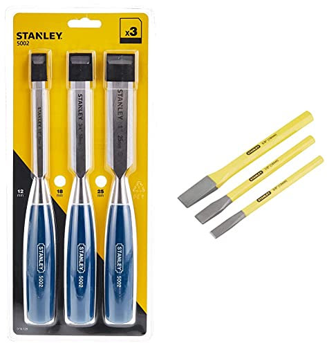 Stanley 5002 Series 3 Pieces Chisel Set 0-16-128 & 4-18-298 Cold Chisel Set, 3 Pieces