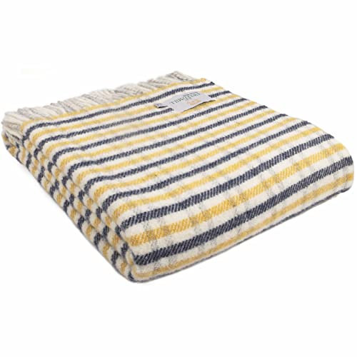 Tweedmill Textiles Gun Club Knieteppich aus 100 % reiner Schurwolle, Marineblau / Gelb