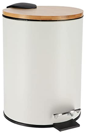 Tendance - Poubelle metal frein de chute 2,5l - blanc bambou