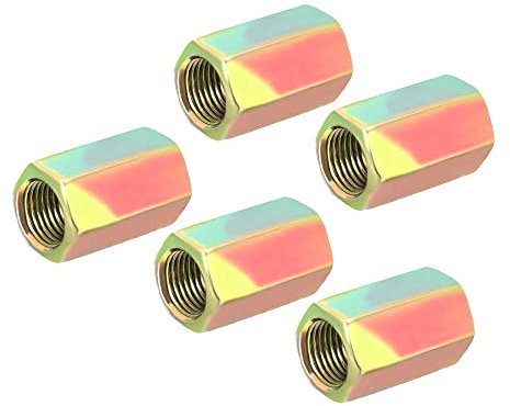 sourcing map 5 Stück Sechskant Überwurfmuttern M10x1mm Gewinde 24mm Länge Hülse Stehbolzen Adapter Rohrverbinder bunt