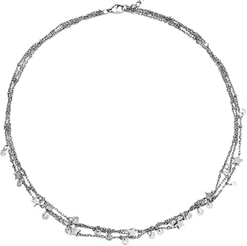 Beloved ❤️ Collana Essential tre file con charms e cristalli pendenti – Realizzata in acciaio inossidabile - Charms a tema (Silver Stelle)
