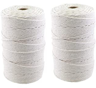 YORKING 2PCS Macrame Cord 3mmx200m Butchers Cooking String Twine Natural Cotton Kitchen Butchers Threads for Tying Meat Making Sausage DIY Knitting Crafts Beige