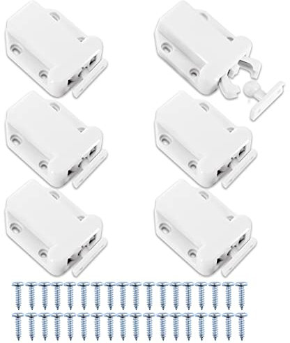 6 Stück Türriegel mit Touch Entriegelung,Push to Open Schrank Verschluss ohne Magnet mit Schrauben für Küche Schranktüren Schränke Zuhause Möbel (Weiß)
