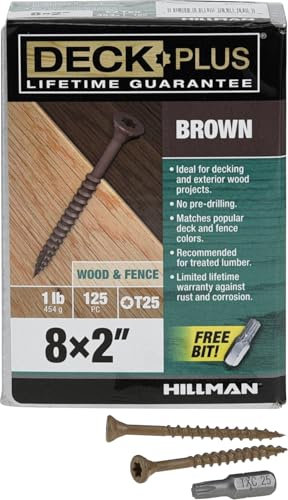 Deck Plus Holzschrauben, braune Außenschrauben, 5,1 cm x #8, 0,5 kg