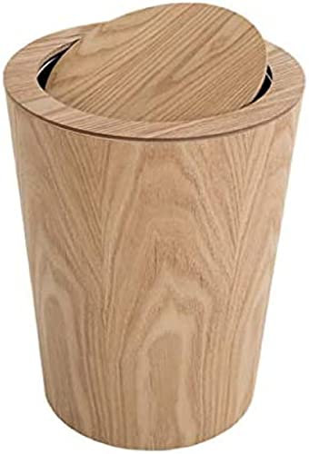 Indoor Dustbins Simple Wooden Flip Trash Can Bins Creative Home Office Hotel Garbage Storage Basket Rubbish Bin Waste Recycle Wheelie Bin 12L Trash Can Bins,Yellow,Include Inner Bucket,Collector88