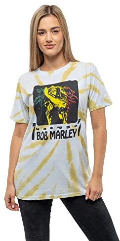 Bob Marley T Shirt Exodus 77 Logo Official Unisex Tie Dye White M