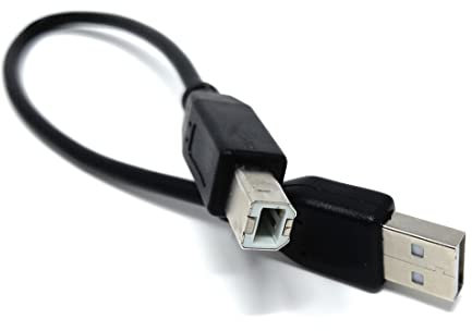 DRUT 25cm short USB A to B 2.0 24AWG High Speed Cable Lead for Printer, Scanner, Music Instrument 0.8ft Black Nickel Connectors