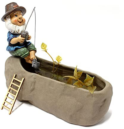 Cyrank Kleine Fischer-Gartenstatue, Gartenfigur, Fischer-Mann-Figur, Kunstharz, Fischer-Statue Für Garten, Zuhause, Hinterhof