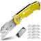BIBURY Taglierino Professionale, Cutter Professionale in Acciaio Inox con 10 Lame di Ricmabio, con Maniglia Antiscivolo - Giallo