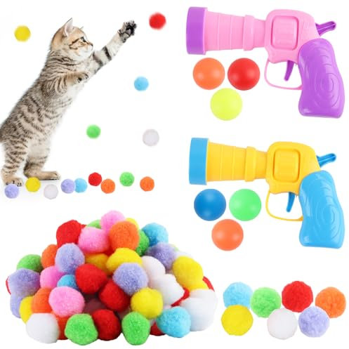 ACTOYS Katzenspielzeug Werfer, Katzenspielzeugwerfer, Interaktives Katzen Spielzeug, Plüschballspielzeug Lindert Depressionen. Leises, Interaktives Artefakt, Geeignet für Katzentraining und -Jagd