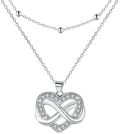 Micory Collana Donna Argento Sterling 925 Collana Infinito Cuore con Scatola Regalo-Regali di Gioielleria Originali per Nonne,Mamme e Mogli