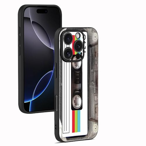Tonvizern Schutzhülle für iPhone 15 Pro Max 6,7 Zoll (6,7 Zoll), weiche TPU-Handyhülle, Musik, klassisches Kassettenband, Retro-Stil, 80er-Jahre-Typ, für Mädchen und Frauen, schlanke, stoßfeste