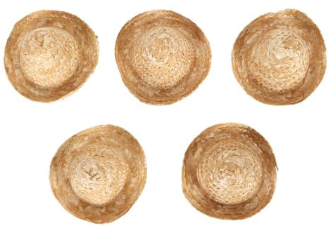 5 Stück Mini-Sombrero-Strohhüte, 9,4 Cm Durchmesser, Mehrzweck-Mini-Strohhüte Im Cowboy-Stil für Geburtstags-Fiesta-Party (braun)