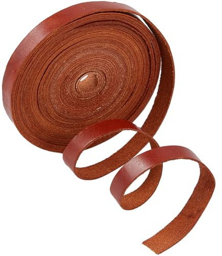 GORGECRAFT Cordon en Cuir Plat 5m*10mm*1mm - Bande de Cuir Véritable pour Bracelets, Fabrication de Bijoux, Ceintures, Bricolage - Bracelet en Vachette, Corde de Fil de Tressage, Brun Coco