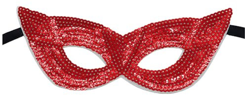 KAREN66 Pailletten Venezianische Maske Damen Herren Maskenball Maske Augenmaske Sexy Maske Glitzer Masquerade Mask Women für Karneval Party Kostüm Ball (Rot)