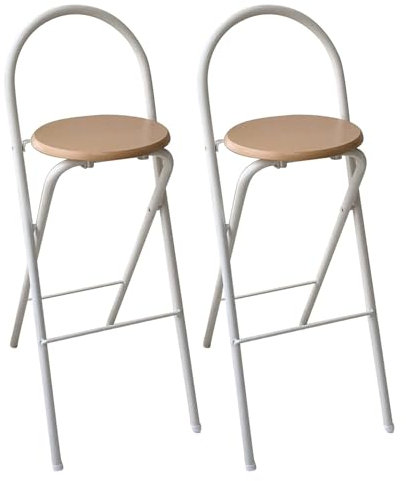 Sgabello Alto Pieghevole, Sgabello da Bar Pieghevole per Colazione con Poggiapiedi, 60/65/70/75 Cm Sgabelli Pieghevoli Alti per Adulti per Esterni ed Interni, Naturale ( Color : 2pcs , Size : 65cm/26i