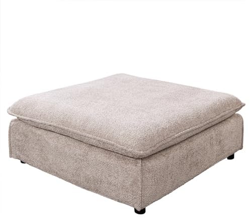 Riess Ambiente Großer Hocker Heaven 100cm Champagner beige Bouclé Polsterhocker Federkern Abnehmbarer Bezug