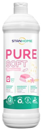 Stanhome Adoucissant pour linge Pure Soft, adoucissant liquide pour machine à laver, parfum lait d'avoine, odeur et fraîcheur, toucher doux, facilite le repassage (1 L)