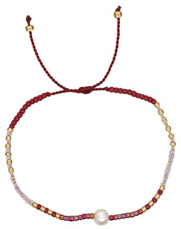 Miyuki Glücks Armbänder Damen, Handgefertigt Strang Reisperlen Partner Armbänd Verstellbare, Gute Reise Talisman Wunsch Sicherheit Wohlstand Guard Ihre Liebe Freundschaft Armband 6