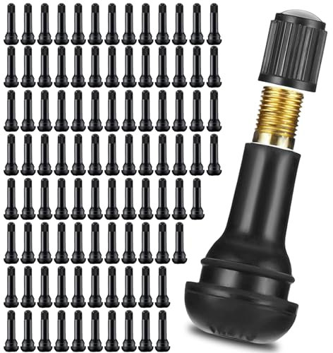 TOATELU 100 Pièces TR414 Valves en Caoutchouc, Valve Tubeless Valve Auto de Caoutchouc, Valve Pneu Voiture Snap-in, Valve de Pneu Noir, Valve de Voiture, Valves de Jante pour Motos, Voitures