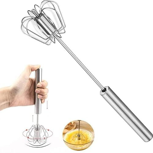 CHEFZOCO Batidor huevos manual, Varillas de batir, Mezclador de huevos, Batidor de Cocina, Batidor Alambre, Apto para Batir, Mezclar, Emulsionar, Cremas y natas, Longitud 25.5 cm, Acero inoxidable