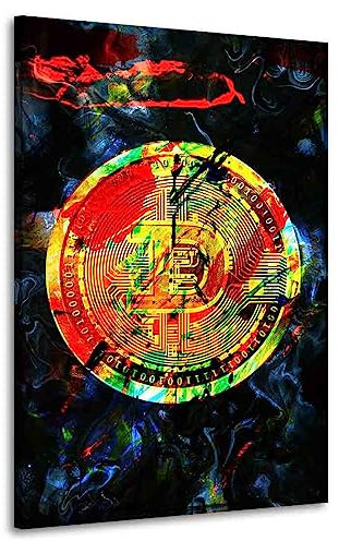 Bitcoin Abstract Blue Liquid Wandbild Leinwandbild Kunst XXL Deko Größe 40x60x2cm
