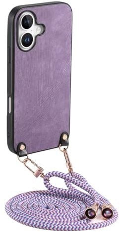 Beajew Funda con Cuerda para Realme C33, Carcasa de Silicona AntiChoque Suave TPU para Teléfono Móvil con Colgante Ajustable Collar Correa para el Cuello Cadena Cuerda, Morado