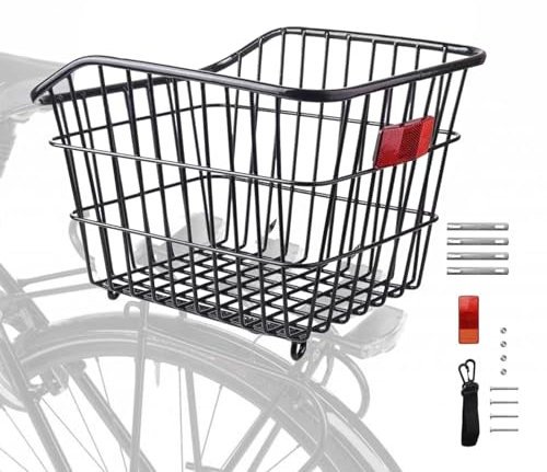 Back Cycle Basket, Large Rear Cycle Basket Frame Metal Large Rear Cycle Rack Detachable Cycling Basket Cycle Rack Basket For Bag, Schoolbag, Cargo, Pet