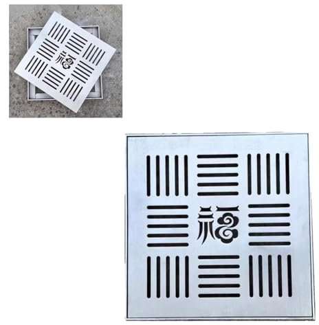 Grille de Drainage 1 Pièce Kit de Plaque de Tranchée de Drainage, Résistant Terrasses Système de Drainage au Sol, Décoratif Métal Couvercle de Grille de Puits D'eau de Pluie, Facile à Installer(60cm x