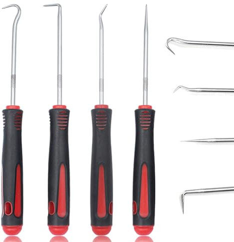 Car Hook and Pick Set, 4pcs Lock Mechanics Pick Terminal Hand Hooks o Ring Pry Bar Tool Remover Mechanic Tool for Car Auto Vehicle Repair