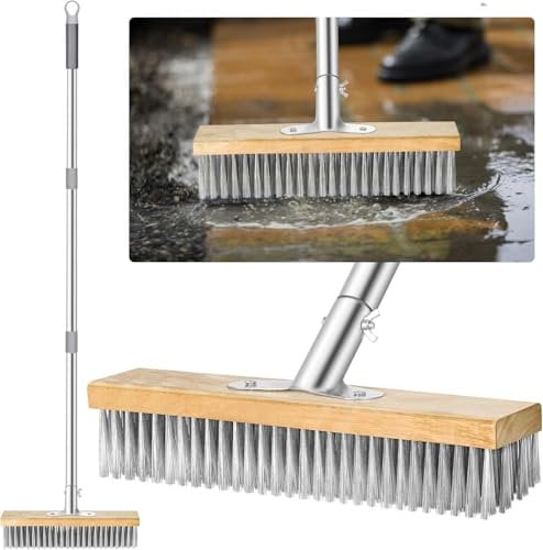 30 cm Drahtbesen zur Moosentfernung mit Stiel, Stahlbesen Stahlbesen für Moos Pflastersteine mit 125 cm Stiel