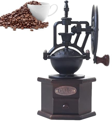 Moulin À Café Manuel, Moulin À Café À Manivelle – Rouleau En Fer À Style Antique Avec Réglage Polygonale Pour Garder Le Goût Classique Ancien Du Café Pour Les Parents, Les Amis
