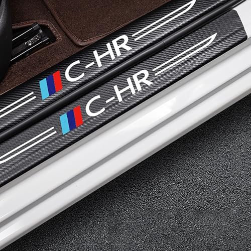 4 Stück Auto Einstiegsleisten Schutzfolie für Toyota CH-R, Auto Carbon Fiber Türschwelle Pedal Aufkleber Willkommen Pedalschutz Schwellenaufkleber Auto Anti Scratch Abdeckung (CH-R)