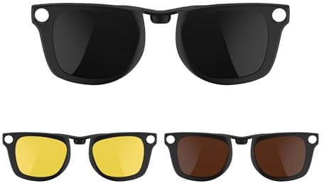 RCstyle Polarisierte Clips, kompatibel mit Ray-Ban Meta Wayfarer Smart-Brillen, Farbwechsel-Clip-Set für Damen und Herren, Größe L, Nachtsicht, Gelb, Schwarz, Braun, 3 Stück, Gelb, Schwarz, Braun