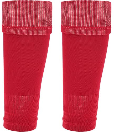 Sock Stack Adults Leg Sleeve Socks Fits Over Calf Shin Pads Compression Sleeves for Football Training Running, Red