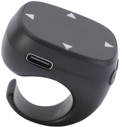TikTok Scrolling Ring, Bluetooth Remote Control Page Turner with Touchscreen for Camera Shutter, Watching Short Videos,Taking Pictures, Listening to Music (Black)