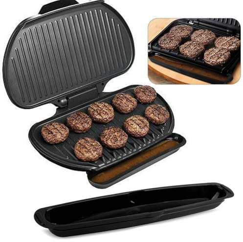 14.5 Inch Grill Grease Collector Drip Pan Replacement Parts, Grill Drip Tray For George Foreman Grills Heat-Resistant Large Capacity Easy Clean Black Grease Catcher Outdoor BBQ Accessory