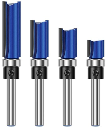 4 Stück Bündigfräser 6mm Schaft Kopierfräser 11,9/20/25/38mm Hartmetall Fräser Oberfräse Flush Trim Router Bit für Weichholz Hartholz