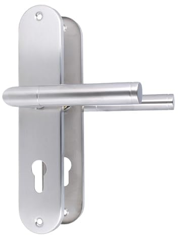 MS Beschläge Poignée de porte Münster en acier inoxydable pour porte de chambre, WC, cylindre profilé et porte d'appartement - Mat brossé - Poignée de porte (cylindre profilé)