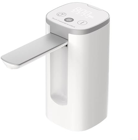 Electric Water Dispenser Pump with Foldable Outlet, Rechargeable Battery, Aesthetic Design (white)