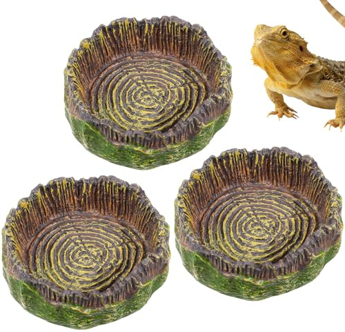 2 platos de agua para reptiles, cangrejo ermitaño, cuenco de agua, pequeño plato de alimentación para reptiles para dragón barbudo, lagarto, leopardo, geco
