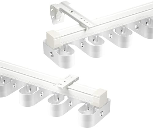 Hochleistungs-Ripplefold-Gardinenschiene, Robuste Aluminium-Vorhangschiene, 1-läufig, zur Unterstützung Schwerer Vorhänge, für Schiebegardine, Decken-und Wandhalterung(2m(6.6ft))