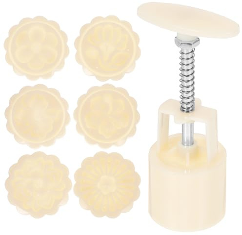 SHINEOFI Moule À Gâteau De Lune Réutilisable Avec 6 Timbres Presse Manuelle En Silicone Pour Pâtisserie Décoration Créative Et Outil De Fabrication De Gâteaux Du Festival De -Automne 5.51X1.97X1.97In