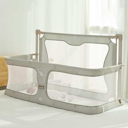 DFrywdgSEY Cradle bed, Bassinets Bedside Sleeper With Breathable And Visible Mesh Window, Soft Washable Liner Cover And Sturdy Aluminum Alloy,Light Green(Creamy White)