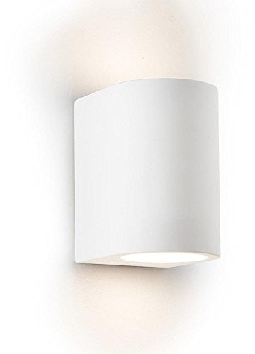 Searchlight 8436 Gypsum White Plaster Curved Cylinder Up & Down Wall Light