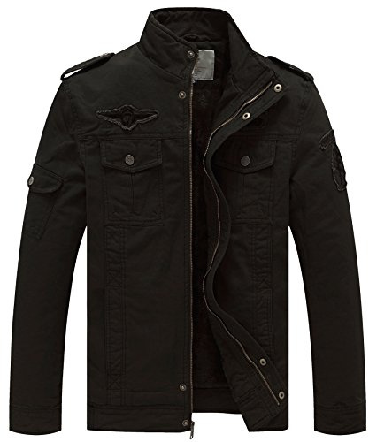 WenVen Chaqueta de Temporada de Algodón para Exteriores para Hombre Abrigo de Estilo Cargo Militar Clásico Cazadora con Forro Gruesa Rompevientos Casual Hombre
