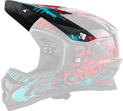 O'NEAL | Ersatzschirm Mountainbike-Helm | Motocross MX Enduro | Ersatzschirm für Backflip RL2 Attack| Spare Visor Backflip RL2 Attack| Erwachsene | Schwarz Rot Türkis | One Size